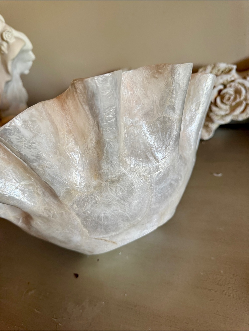 Pearlescent Ruffled Decorative Bowl - White - Picture 3 of 4